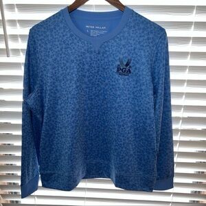 Peter Millar Blue PGA Valhalla Patterned Crewneck Sweatshirt